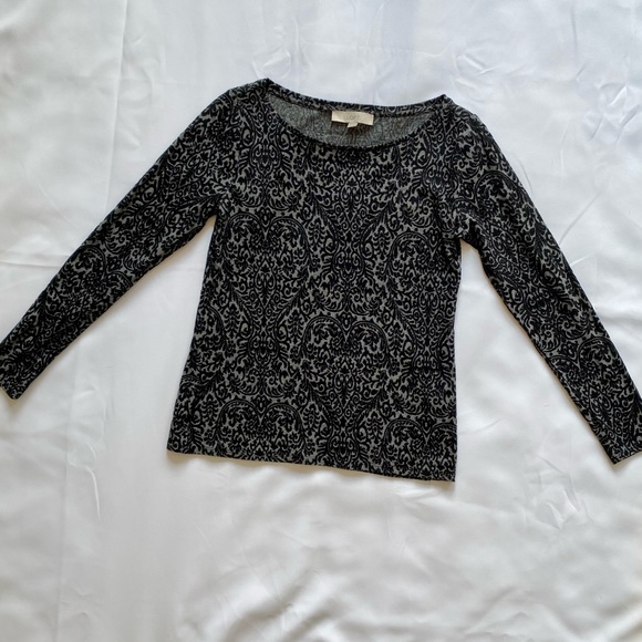 Loft Damask Pattered Long Sleeve Top - Picture 1 of 3